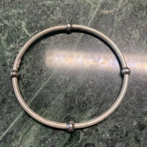 Sterling Silver Spring Stretch Bangle Bracelet 925 7.25” Textured - Picture 1 of 9