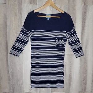 C&C California Damen kleine Tunika marine weiß gestreift leicht 3/4 Arm - Bild 1 von 6
