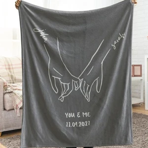 Personalized Couples Anniversary Blanket, Custom Name Couple Blanket Xmas Gifts - Picture 1 of 12