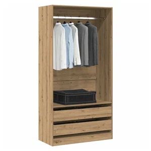 Kleiderschrank Artisan Eiche 100x50x200 cm Ingenieurholz kompakt Stauraum mit Regal. - Bild 1 von 10