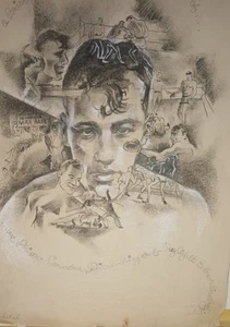 Primo Carnera Boxing Charcoal Drawing dates (1934) artist Sketch - Bild 1 von 9