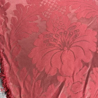 Red Floral Fabric Damasco Ruby Cotton 1.5 Yd x 57" Remnant Fabric Upholstery - Image 1 of 4