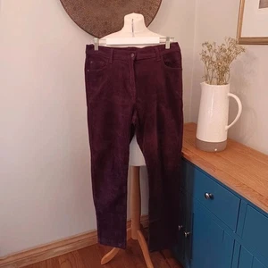 Purple Berry Cord Jeans Trousers 12 Straight Leg Stretch Autumn Winter - Picture 1 of 14