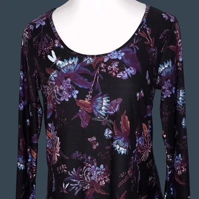 Vestido Mudd para mujer hasta la rodilla L floral manga larga detalle de espalda entrecruzada Foto 1 de 4