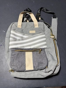 Preowned SLONSER Backpack Diaper Bag GRAY ADJUSTABLE ZIPPER POCKETS - Picture 1 of 11