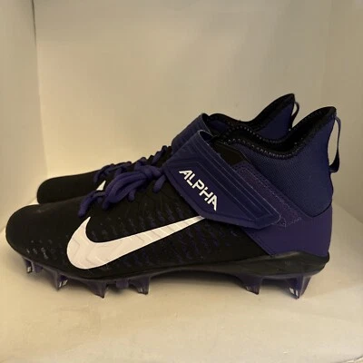 Nike Alpha Menace Pro 2 Mid Football Cleat BV3945-500 Black Purple Mens Size 12 - Image 1 of 4