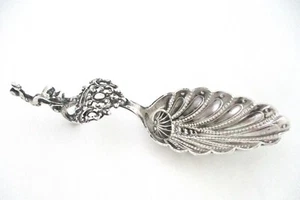 Antique, GEORGIAN, DUTCH STERLING, TEA CADDY SPOON, early 1800's, ELABORATE! - Picture 1 of 9