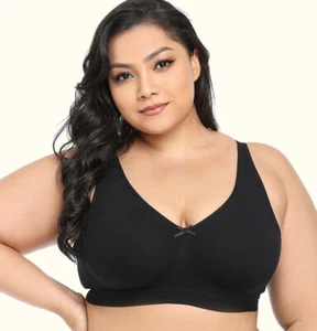 Women Big Plus Size Bra Wire Free Full Firm Hold Minimizer Everyday Bra Cottton - Picture 1 of 32