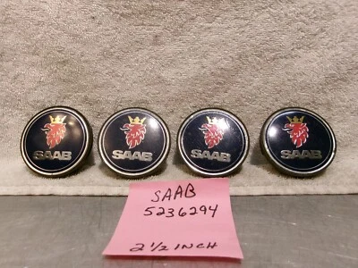 99 00 01 02 03 04 05 06 Saab 9-3 9-5 9-2X 5236294 2 1/2inch Center Caps set of 4 - Image 1 of 4