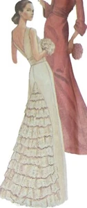1980s Tiered Bustle Low Back Formal Dress Deco Simplicity 5876 Sewing Pattern - Picture 1 of 3