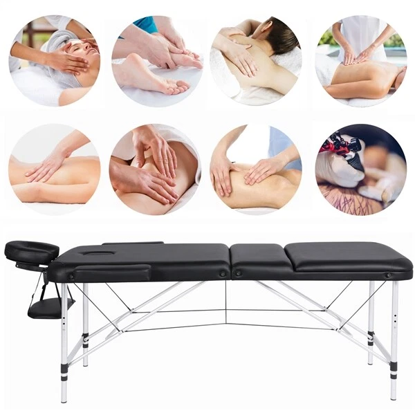 Mesa de Masaje Aluminio Portátil Salón Spa Cama Mesa de Pestañas Ajustable 28" Ancho  Foto 1 de 1