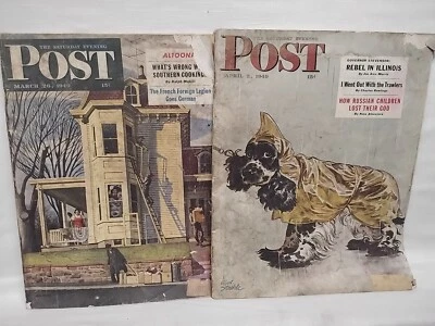 Saturday Evening Post April March 1949 Southern Cooking Illinois lot of 2 - Image 1 of 4