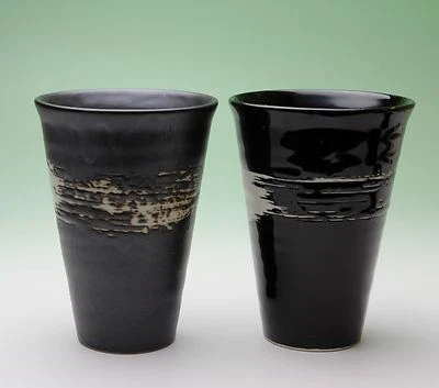 Vaso de cerámica taza sin manijas interior espiral exterior cepillo trazo Japón NUEVO Foto 1 de 4