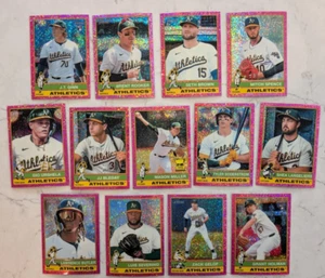 2025 Topps Heritage Pink Sparkle Chrome 13 Different A's Mason Miller Soderstrom - Picture 1 of 1
