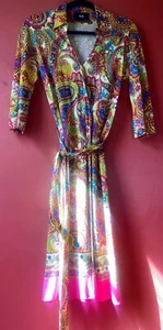 VINTAGE DOLCE AND GABANNA Paisley Wrap Dress 44 (S-M) - Picture 1 of 5