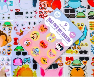 Make Your Own Stickers Make-a-Face Stickers - Dog Dragon Cow Deer Bird Pig Fish  - Picture 1 of 12