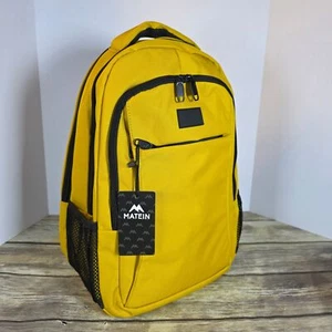 Neu mit Etikett Matein gelber Rucksack Büchertasche mit mehreren Fächern & bequemem Riemen - Bild 1 von 8
