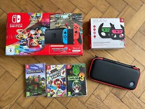 Nintendo Switch Game Console With Games, Joy-con Racing Wheels & Case All Boxed