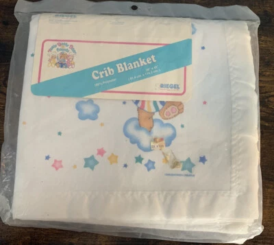 Vintage NOS Riegel Teddy Beddy Bear Crib Blanket Satin Border USA Made New - Image 1 of 4