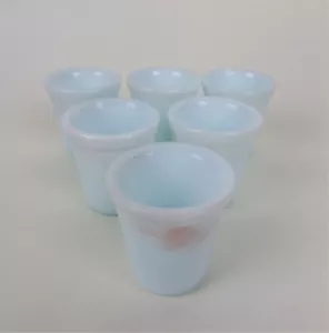 Vintage Antique Akro Agate Light Blue Child Play Tumblers Glasses Set 6 Art Deco - Picture 1 of 7