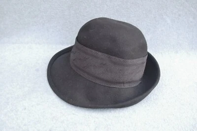 Brooks Brothers Hat Woman 100% Bollman Wool Felt Black Wide Decorative Band 12"  - Image 1 of 4