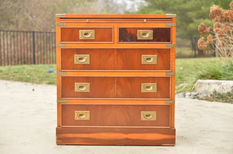 Military Style "Campaign Chest" with 5 Drawers Cover