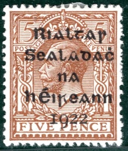 Ireland EIRE KGV Stamp SG.7var 5d *RIALTAR* (1922) BROKEN "A" Mint LRED117 - Picture 1 of 6