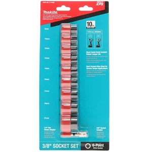Makita E-01688 10-Pc 3/8 in Drive Metric Impact Socket Set w/ Standard Socket - Picture 1 of 2