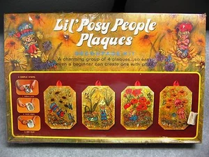 Decoupage Kit Retro 1973 Lil Posy People 4 Plaques Connoisseur Studio NOS  - Picture 1 of 7