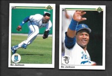 BO JACKSON 1990 UPPER DECK (2) CARD LOT #'S 75, 105 KANSAS CITY ROYALS