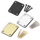 Guitar Bass Chrome Neck Plate w/ Screw Metal Reinforcing Plate Backing Plate