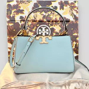 New AUTH Tory Burch Mini Eleanor Pebbled Leather Satchel Bag in Larimar $548 - Picture 1 of 16