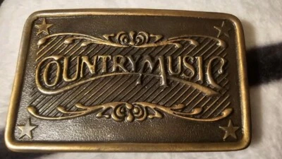 Hebilla de cinturón Indiana Metal Artesanía “Música country” de colección años 70 rara única elegante Foto 1 de 2
