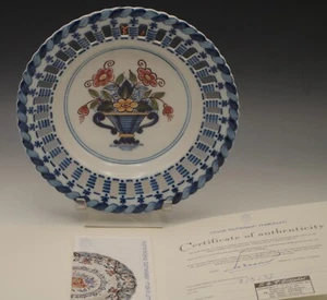 DELFT ROYAL TICHELAAR MAKKUM CESTA DE FLORES TAZÓN BAJO POLICROMADO CON CERTIFICADO DE AUTENTICIDAD - Imagen 1 de 9
