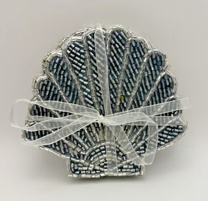 Beaded Scallop Shell Coasters - Set of 4  New - Picture 1 of 3