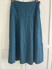White Stuff Teal Midi Skirt Cotton Size 10 Embroidered Blue Green Summer