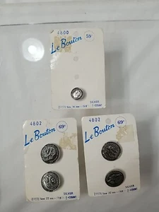 Le Bouton Metal Vintage Shank Buttons #B8278 16mm 22mm Silver New Sewing - Picture 1 of 6