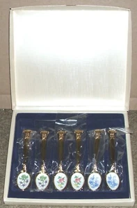 MIKASA, BLUME ELEGANT PORCELAIN GOLD TEA / COFFEE / EXPRESSO SPOON SET OF 6 NEW - Picture 1 of 4