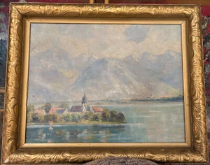 TOPP Ölbild Traunsee Gmunden Öl auf Karton nicht signiert - Bild 1 von 5