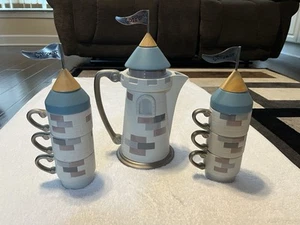 Retired Rare Disney World Cinderella Castle Coffee Pot & Cup Set 12 Piece *READ* - Picture 1 of 16