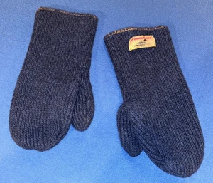Winona Strick Wolle Baumwollmischung Blau Fäustlinge Winterhandschuhe Hergestellt in Minnesota USA - Bild 1 von 10