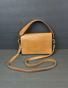 MADEWELL Crossbody Bag Shoulder Bag  Purse Tan Leather Flap Over  Vintage Zipper - Picture 1 of 9