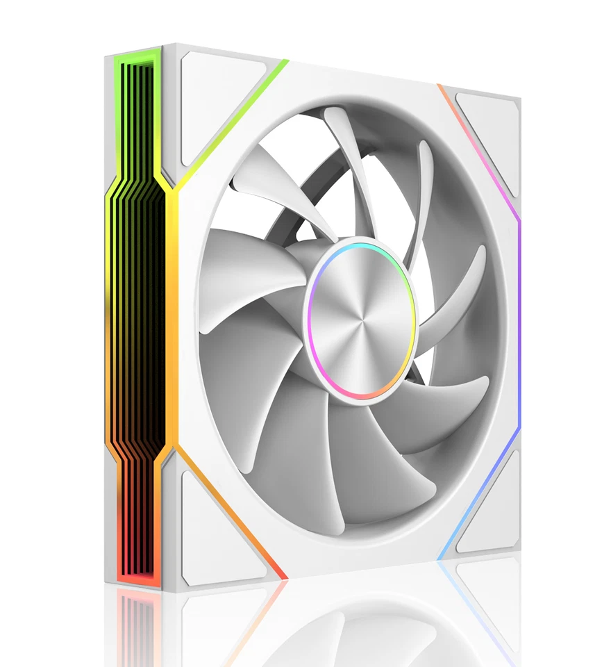 5 Pack RGB Lüfter 120mm 4Pin PWM Silent Computer PC Kühler Lüfter Weiß - Bild 1 von 1