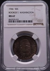 1946 Booker T. Washington Commem Half Dollar NGC MS67 Gem Unc Silver Coin - Picture 1 of 4