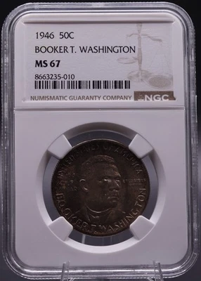 1946 Booker T. Washington Commem Half Dollar NGC MS67 Gem Unc Silver Coin - Image 1 of 4