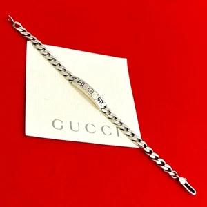 Bracciale GUCCI GG Logo Ghost Argento 925 Argento 604-9 - Foto 1 di 6