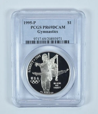 1995-P Olympic Gymnastics Commemorative Dollar PR69 DCAM PCGS Blue Label *5129 - Image 1 of 4