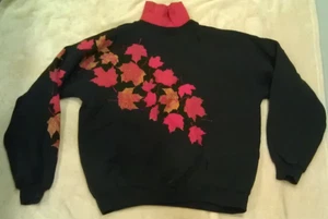 Vintage 90s Art Unlimited Sportswear Leaf Autumn Herbst Damen XL Sweatshirt Pullover - Bild 1 von 12