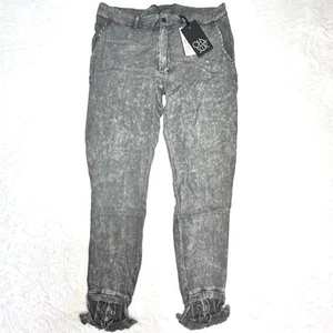 Chaser Hose Damen M grau schmales Bein Stonewashed Dye Tie Ankle Used-Detail - Bild 1 von 15