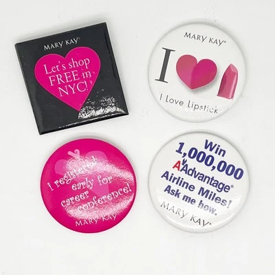 Lote de 4 prendedores vintage de moda Mary Kay rosa negro blanco redondo cuadrado Foto 1 de 4